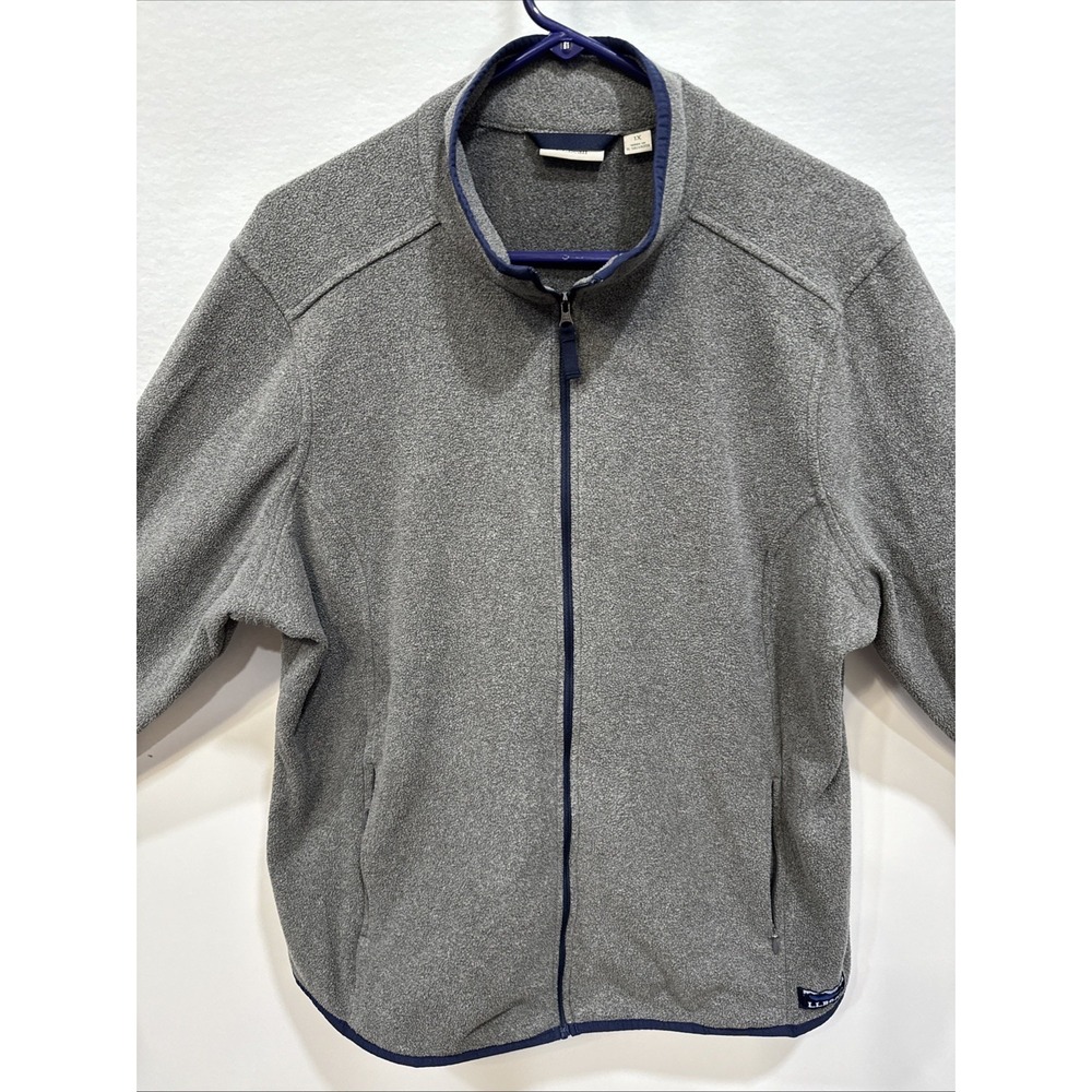 LL Bean Jacket 1X Gray Fleece Full Zip Outdoor Hiking Camping Womens